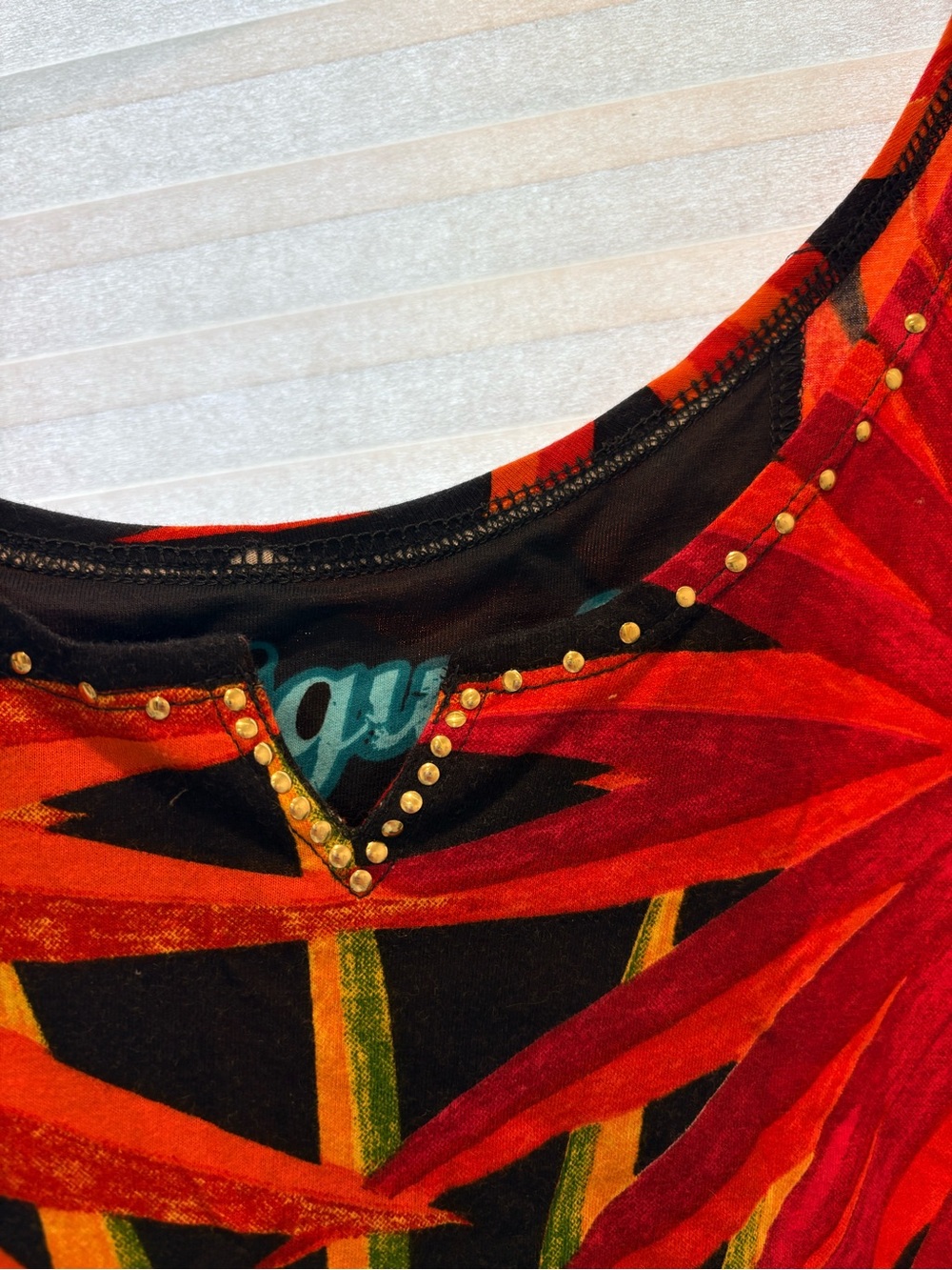 Desigual Bright Orange and Red Sunburst Print Dress - Picture 7 of 7